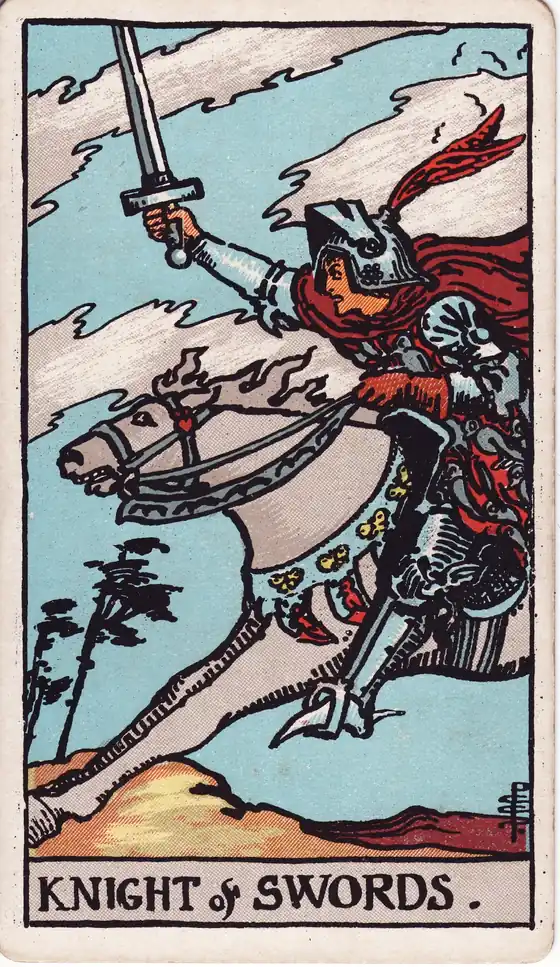 Caballo de Espadas, carta del tarot Rider-Waite-Smith