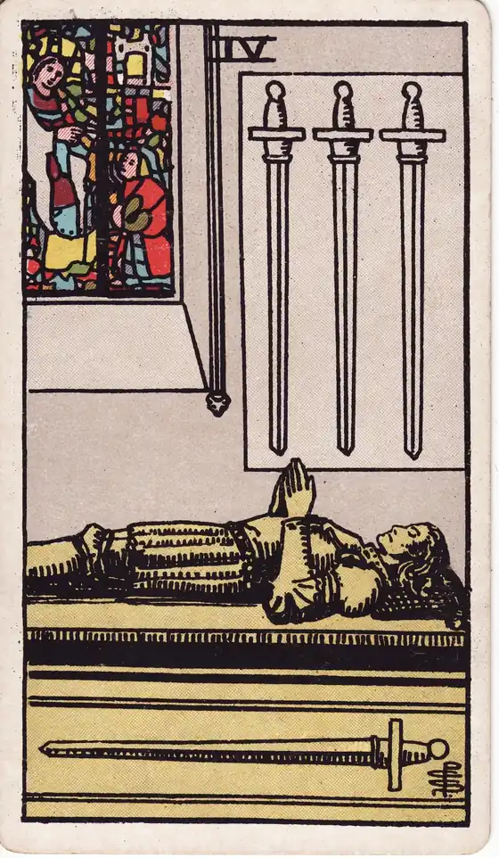 Cuatro de Espadas, carta del tarot Rider-Waite-Smith