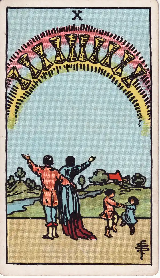 Diez de Copas, carta del tarot Rider-Waite-Smith