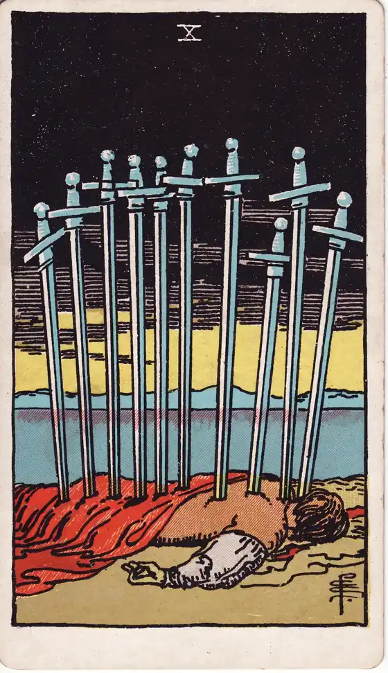Diez de Espadas, carta del tarot Rider-Waite-Smith