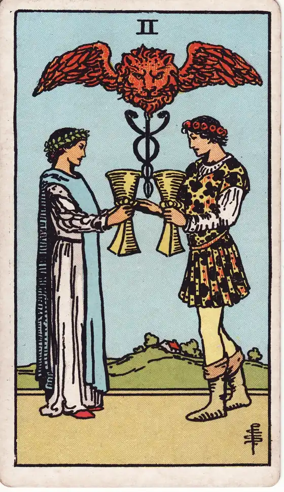 Dos de Copas, carta del tarot Rider-Waite-Smith
