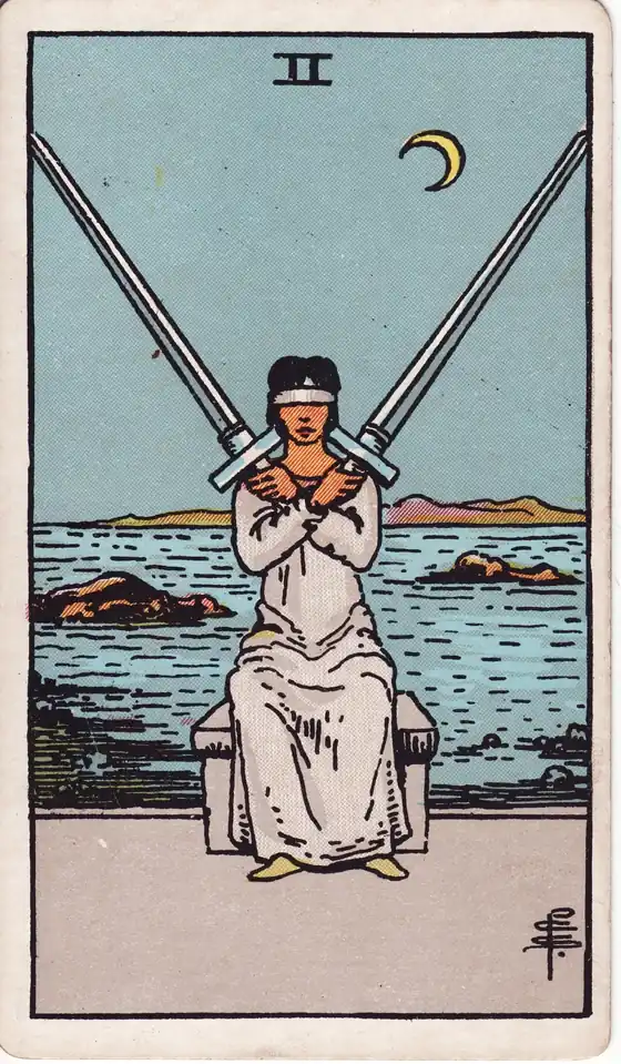 Dos de Espadas, carta del tarot Rider-Waite-Smith