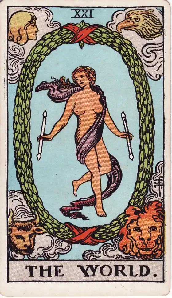 El Mundo, carta del tarot Rider-Waite-Smith