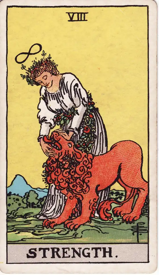 La Fuerza, carta del tarot Rider-Waite-Smith