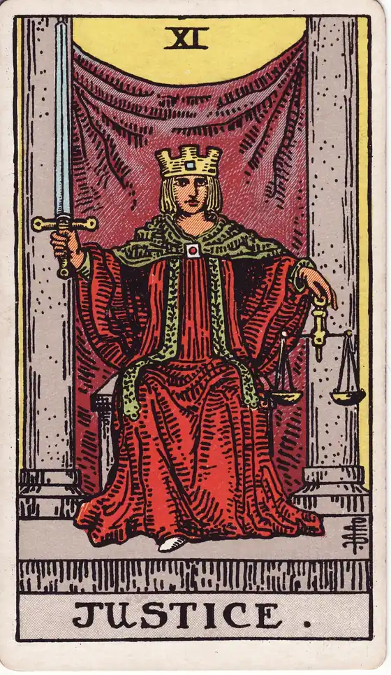 La Justicia, carta del tarot Rider-Waite-Smith