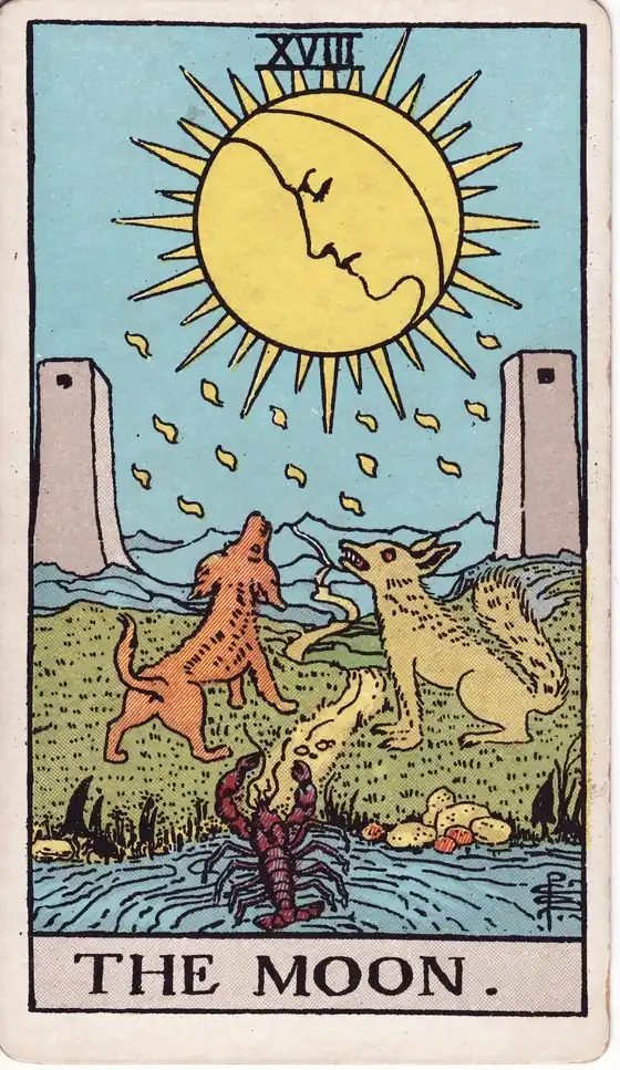 La Luna, carta del tarot Rider-Waite-Smith