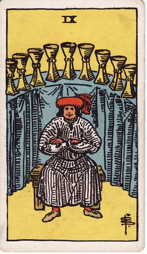 Nueve de Copas, carta del tarot Rider-Waite-Smith