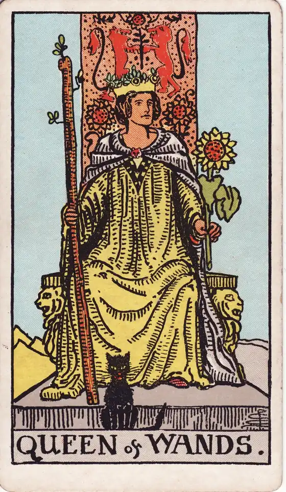 Reina de Bastos, carta del tarot Rider-Waite-Smith