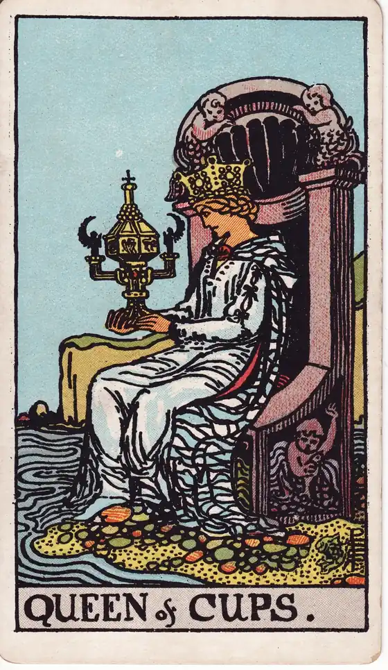 Reina de Copas, carta del tarot Rider-Waite-Smith