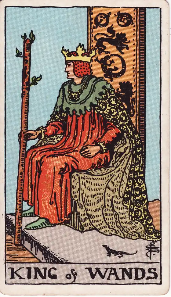 Rey de Bastos, carta del tarot Rider-Waite-Smith
