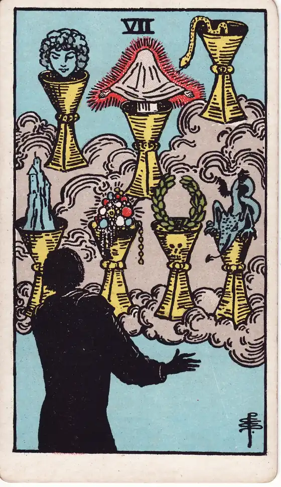 Siete de Copas, carta del tarot Rider-Waite-Smith