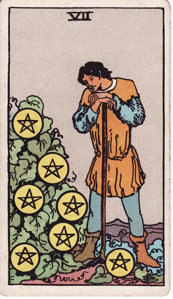Siete de Oros, carta del tarot Rider-Waite-Smith