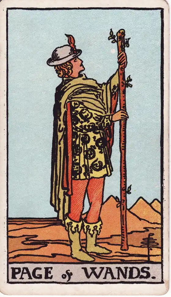 Sota de Bastos, carta del tarot Rider-Waite-Smith