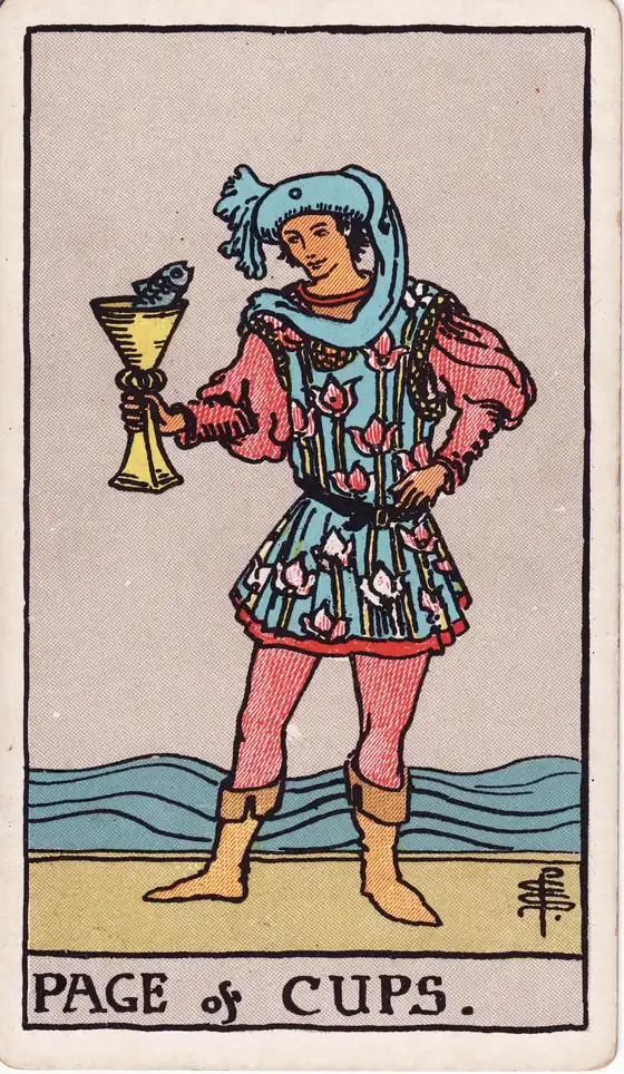Sota de Copas, carta del tarot Rider-Waite-Smith