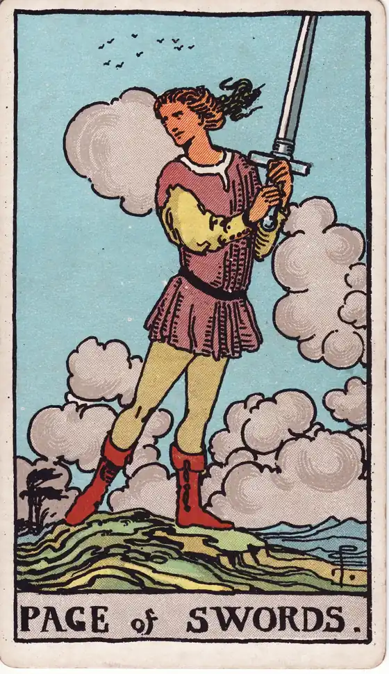 Sota de Espadas, carta del tarot Rider-Waite-Smith