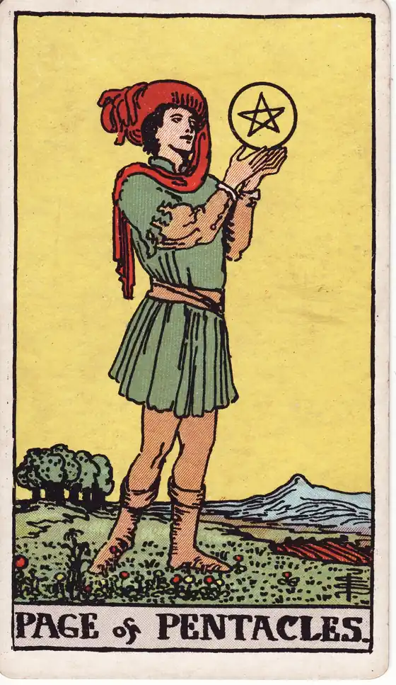 Sota de Oros, carta del tarot Rider-Waite-Smith